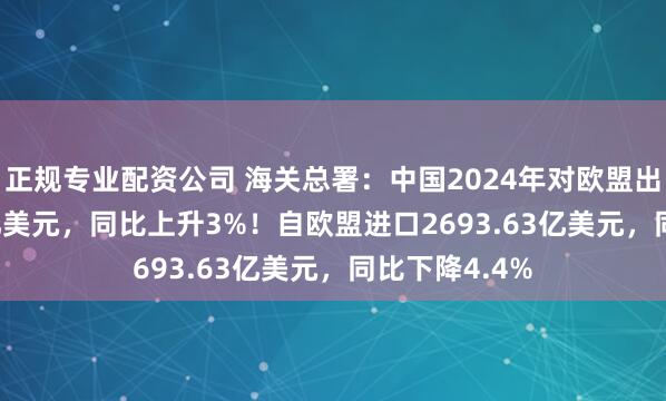 正规专业配资公司 海关总署：中国2024年对欧盟出口5164.61亿美元，同比上升3%！自欧盟进口2693.63亿美元，同比下降4.4%